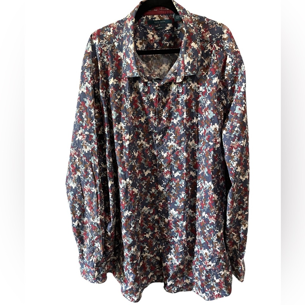 Casual Long-Sleeve Button Down Shirt - Multicolor Floral Print
